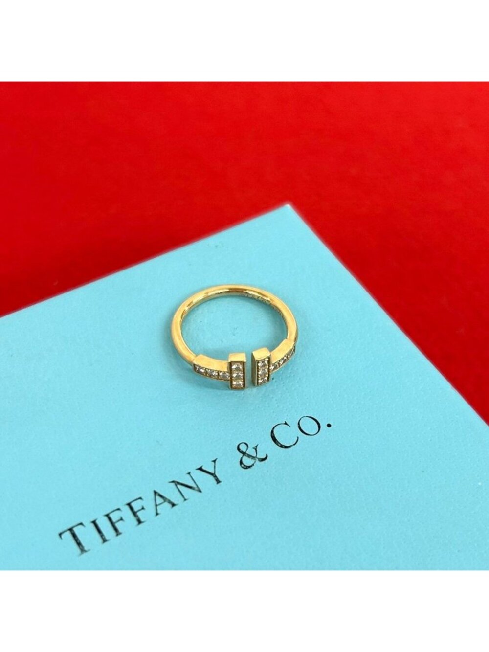 Tiffany & Co T Wire Ring Diamond Pink Gold